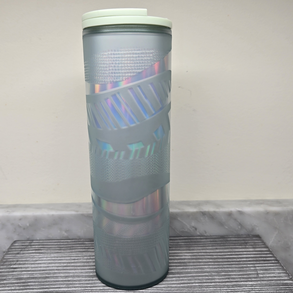 2021 Starbucks Tumbler 16oz‎ Mint Frosted Ribbon Tumbler Grande Size Hot or Cold - Picture 3 of 15